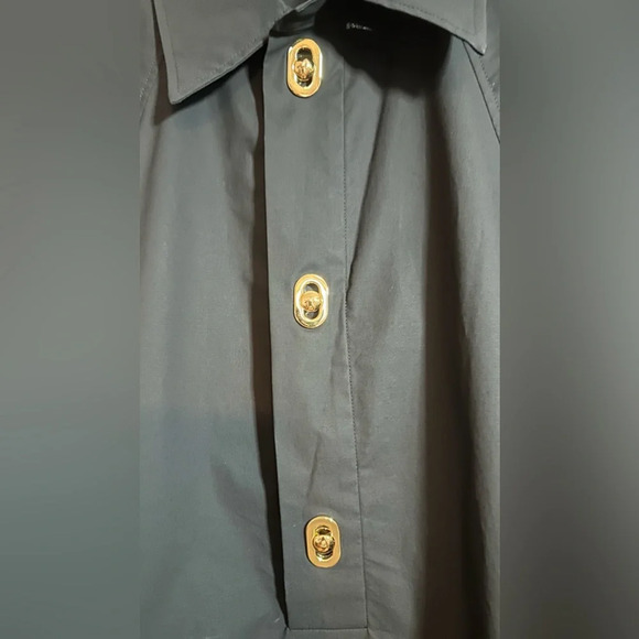 NWT Bottega Veneta Technical Coated Cotton Toile Shirt Midi Dress Off Black 38 - Picture 11 of 15